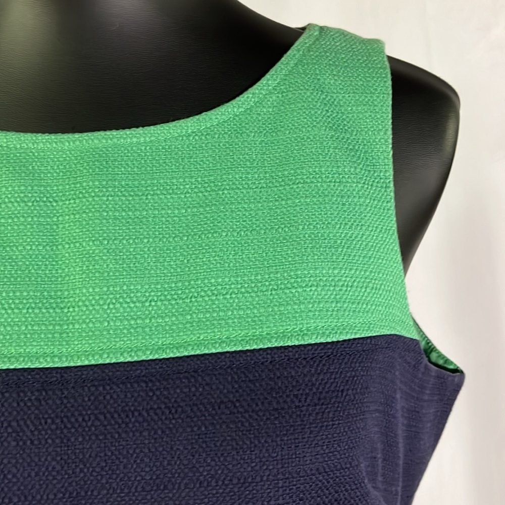 NWT Banana Republic Navy & Green Striped Sleeveless Cotton Sheath Dress - Picture 6 of 16